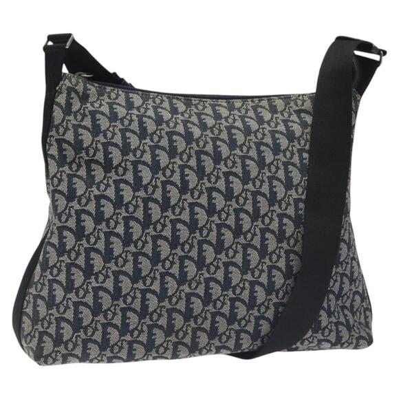 DIOR Trotter Canvas Shoulder Bag Navy Silver - Picture 1 of 12